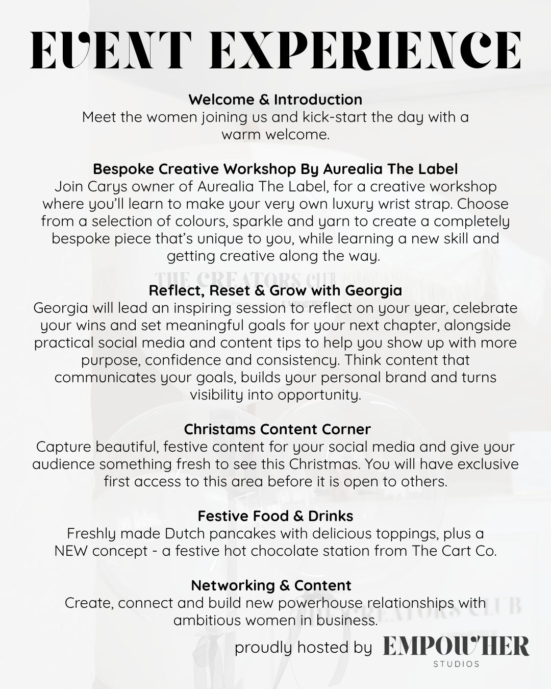 THE CREATORS CLUB - CREATE & CELEBRATE (MONDAY 16TH NOVEMBER)